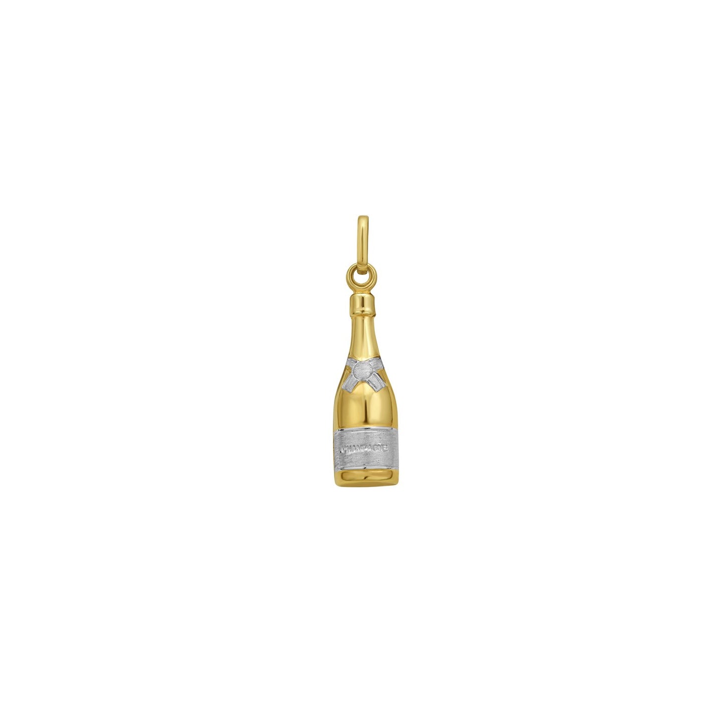 14K Yellow Gold Champagne Bottle Charm Pendant