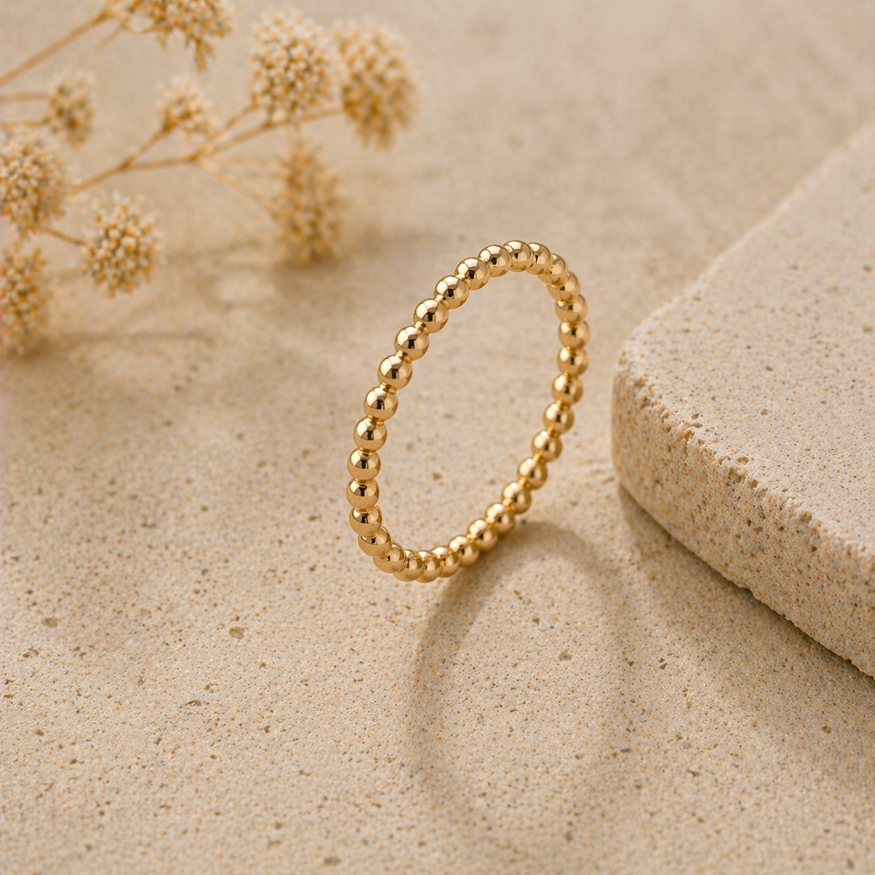 Beaded Stacking Ring (Gold)