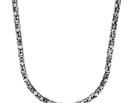 Sterling Silver Gunmetal Finish Byzantine Chain Necklace