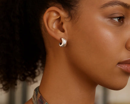 Sterling Silver C Hoop Earrings