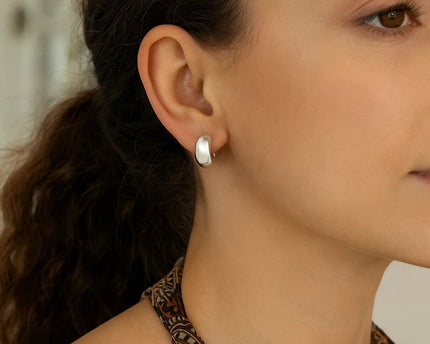 Sterling Silver C Hoop Earrings