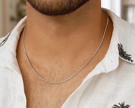 Sterling Silver Rhodium Plated Octagonal Snake Chain (0.90 mm)