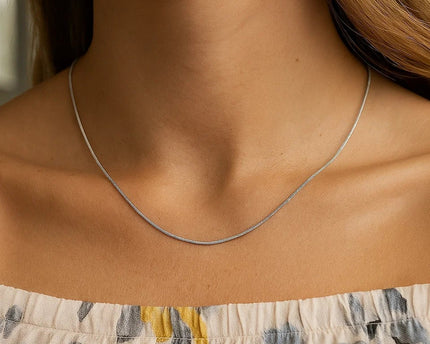 Sterling Silver Rhodium Plated Octagonal Snake Chain (0.90 mm)