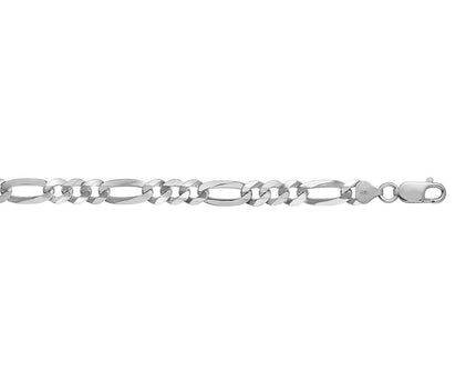 Rhodium Plated Sterling Silver Figaro Style Chain (8.10 mm)