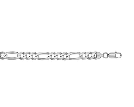 Rhodium Plated 8.8mm Sterling Silver Figaro Style Chain (8.80 mm)