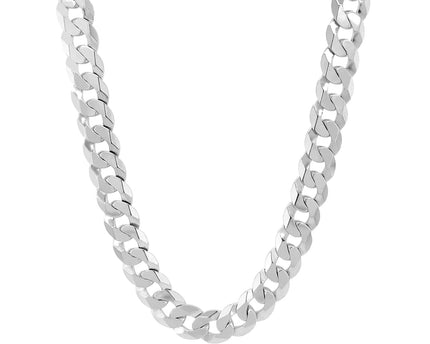 Rhodium Plated Sterling Silver Curb Style Chain (7.20 mm)
