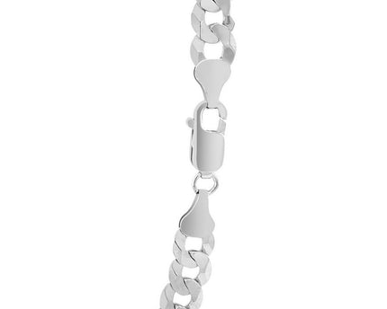 Rhodium Plated Sterling Silver Curb Style Chain (7.20 mm)
