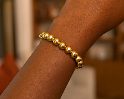 Sterling Silver Yellow Gold Plated Bold Bead Bracelet