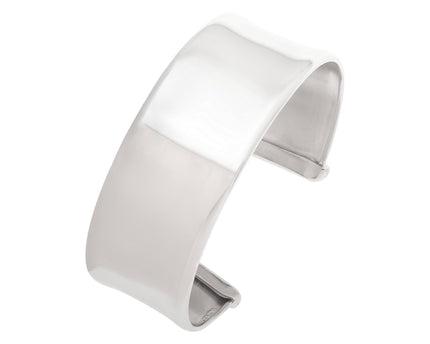 Sterling Silver Rhodium Plated Wide Sculpted Cuff Bangle