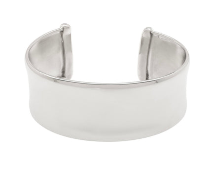 Sterling Silver Rhodium Plated Wide Sculpted Cuff Bangle