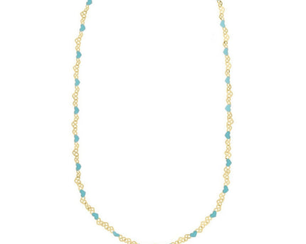 Sterling Silver Gold Plated Blue Enamel Hearts Necklace