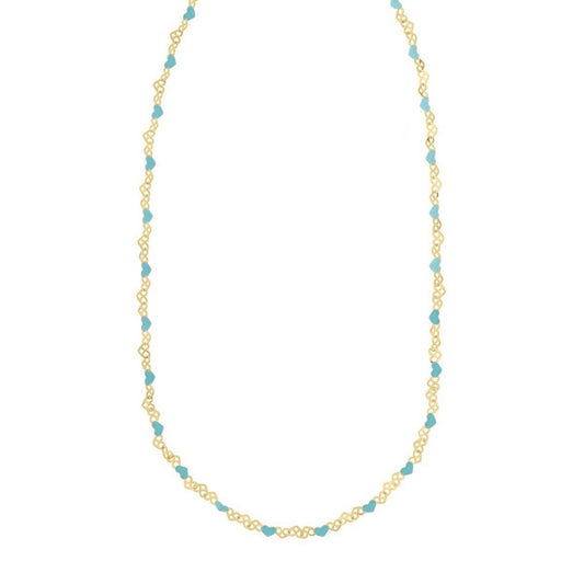 Sterling Silver Gold Plated Blue Enamel Hearts Necklace