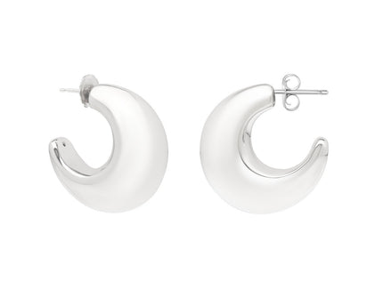 Sterling Silver Half Moon Hoop Earrings