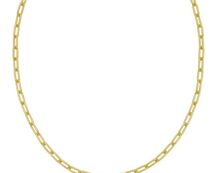 Sterling Silver Yellow Gold Plated Round Link Paperclip Chain (4.10 mm)