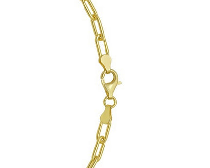Sterling Silver Yellow Gold Plated Round Link Paperclip Chain (4.10 mm)