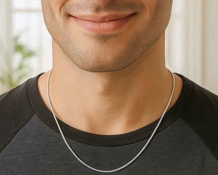 Rhodium Plated Sterling Silver Snake Style Chain (1.20 mm)