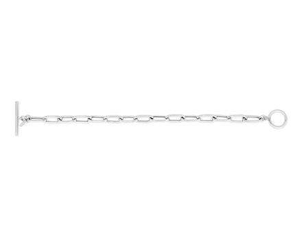 Sterling Silver Rhodium Plated Paperclip Toggle Bracelet (10.20 mm)