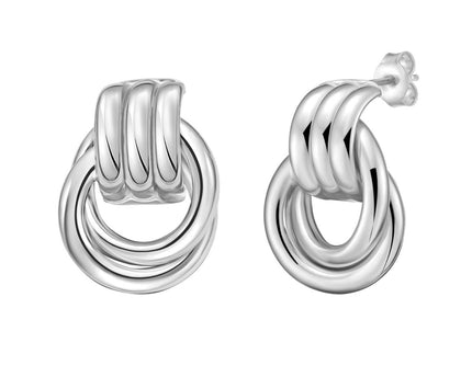 Sterling Silver Triple Door Knocker Hoop Earrings