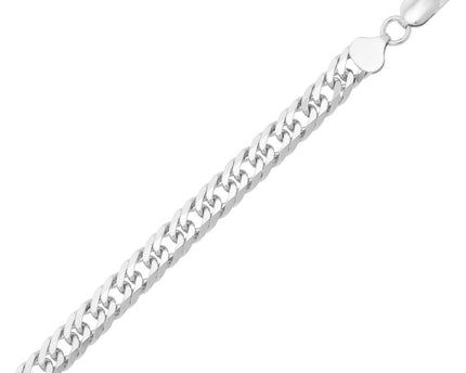 Sterling Silver Rhodium Plated Flat Miami Cuban Chain (7.80 mm)