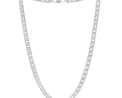 Sterling Silver Rhodium Plated Flat Miami Cuban Chain (7.80 mm)
