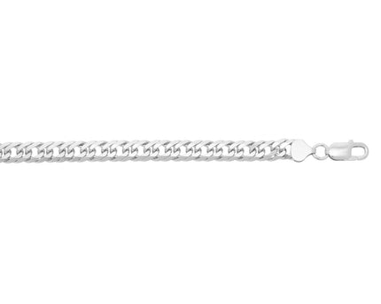 Sterling Silver Rhodium Plated Flat Miami Cuban Chain (7.80 mm)