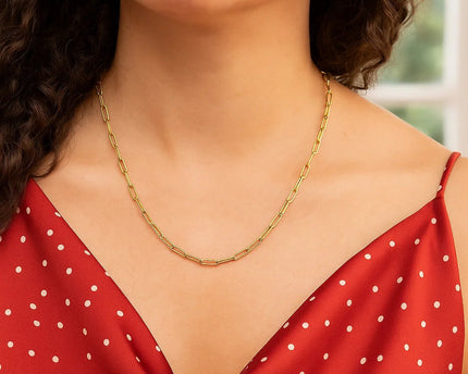 Sterling Silver Gold Plated Paperclip Chain (2.50 mm)