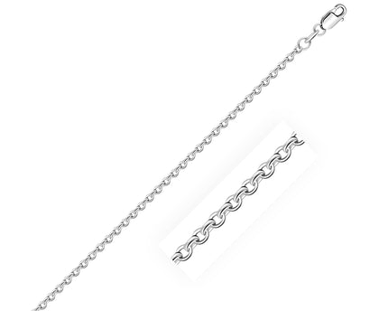 Sterling Silver Rhodium Plated Cable Chain (2.20 mm)