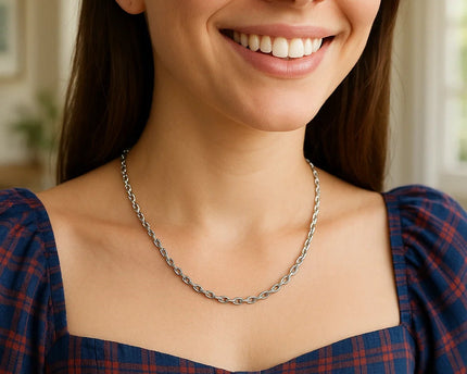 Sterling Silver Rhodium Plated Cable Chain (2.20 mm)