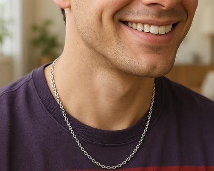 Sterling Silver Rhodium Plated Cable Chain (2.20 mm)