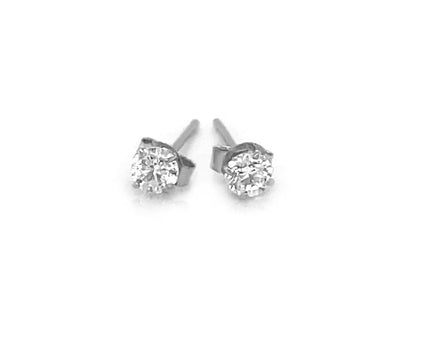 Sterling Silver Faceted White Cubic Zirconia Stud Earrings(3mm)