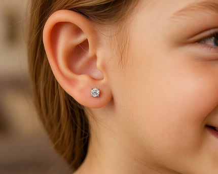 Sterling Silver Faceted White Cubic Zirconia Stud Earrings(3mm)