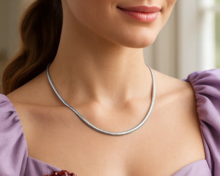 Sterling Silver Classic Omega Chain Necklace (3.0mm)