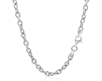 Sterling Silver Rhodium Plated Chain Bracelet with a Flat Heart Motif Station