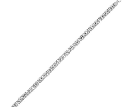 Sterling Silver Rhodium Plated Lite Square Byzantine Chain (4.80 mm)