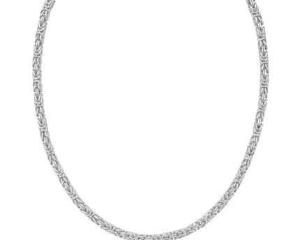 Sterling Silver Rhodium Plated Lite Square Byzantine Chain (4.80 mm)