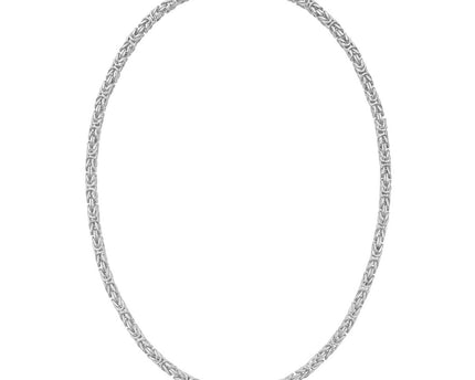 Sterling Silver Rhodium Plated Lite Square Byzantine Chain (4.80 mm)