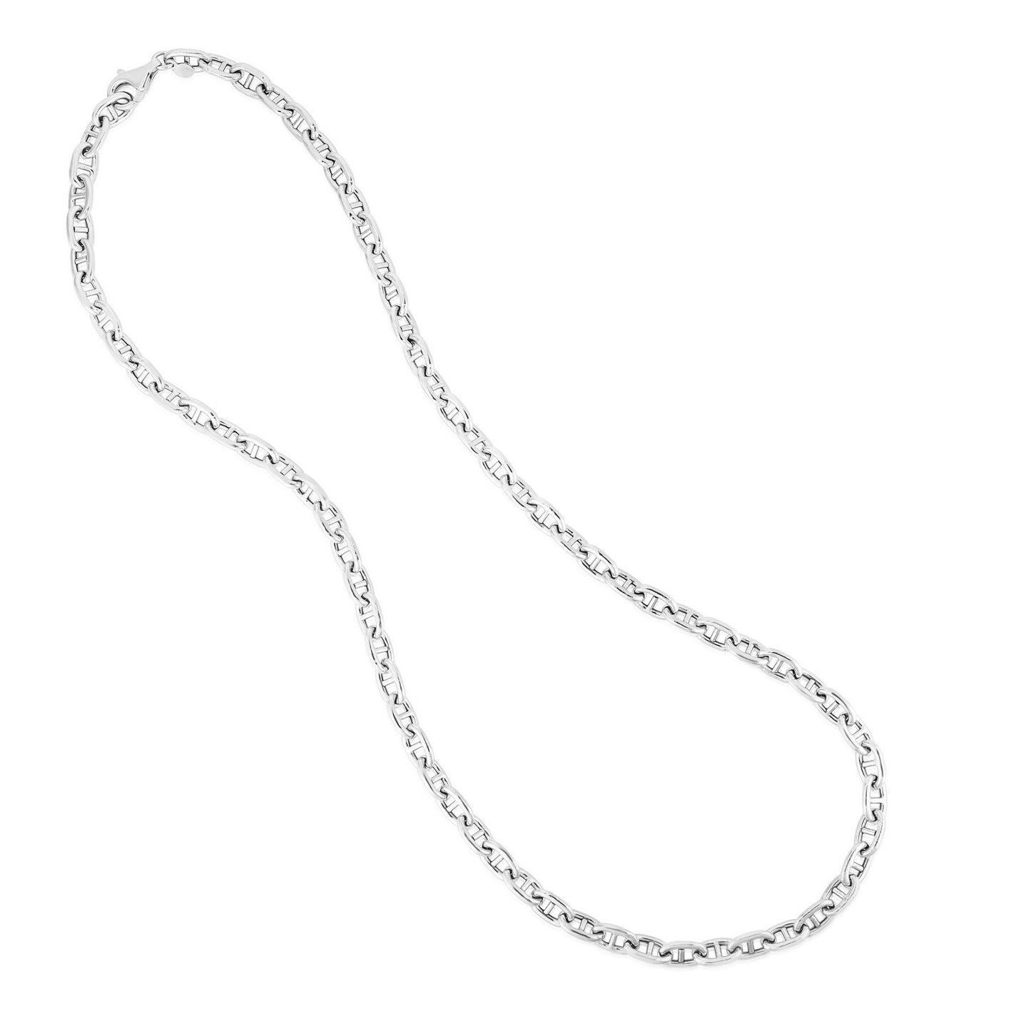 Sterling Silver Rhodium Plated Puffed Mariner Chain (5.90 mm)
