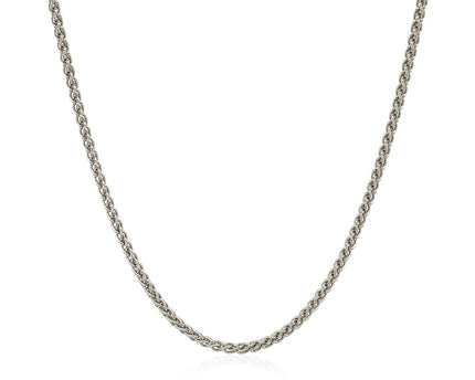 Sterling Silver Rhodium Plated Wheat Chain (1.30 mm)