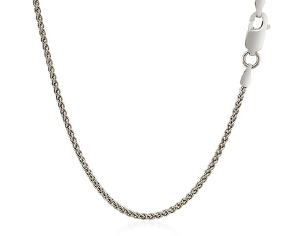 Sterling Silver Rhodium Plated Wheat Chain (1.30 mm)