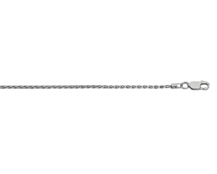 Sterling Silver Rhodium Plated Wheat Chain (1.30 mm)
