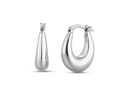 Sterling Silver Puffed Graduated Hoop Earrings
