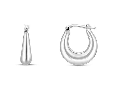 Sterling Silver Puffed Graduated Hoop Earrings