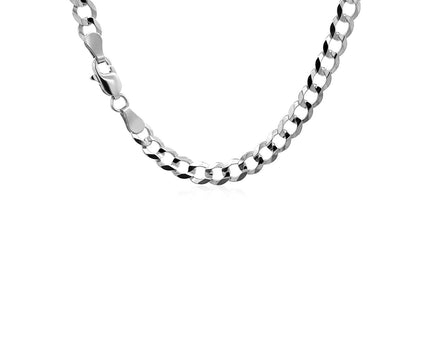 Rhodium Plated Sterling Silver Curb Style Chain (4.70 mm)