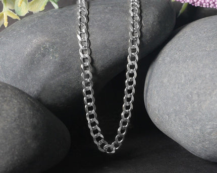 Rhodium Plated Sterling Silver Curb Style Chain (4.70 mm)