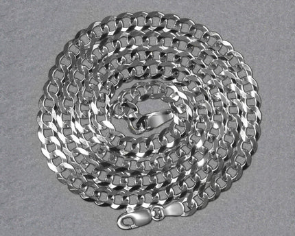 Rhodium Plated Sterling Silver Curb Style Chain (4.70 mm)