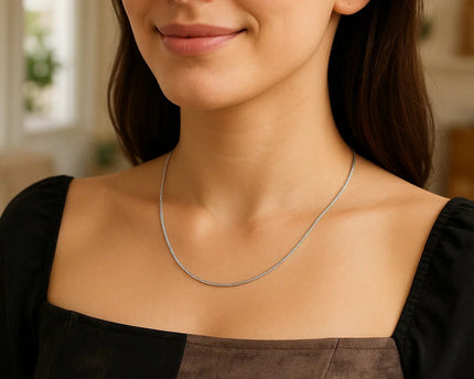 Sterling Silver Rhodium Plated Octagonal Snake Chain (1.10 mm)