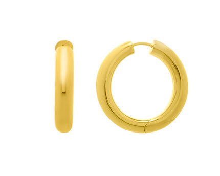 Sterling Silver Yellow Gold Plated Round Hoop Earrings