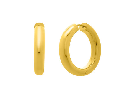 Sterling Silver Yellow Gold Plated Round Hoop Earrings