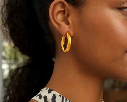 Sterling Silver Yellow Gold Plated Round Hoop Earrings