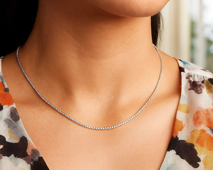 Sterling Silver Rhodium Plated Box Chain (0.70 mm)